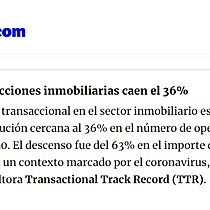 Las transacciones inmobiliarias caen el 36%